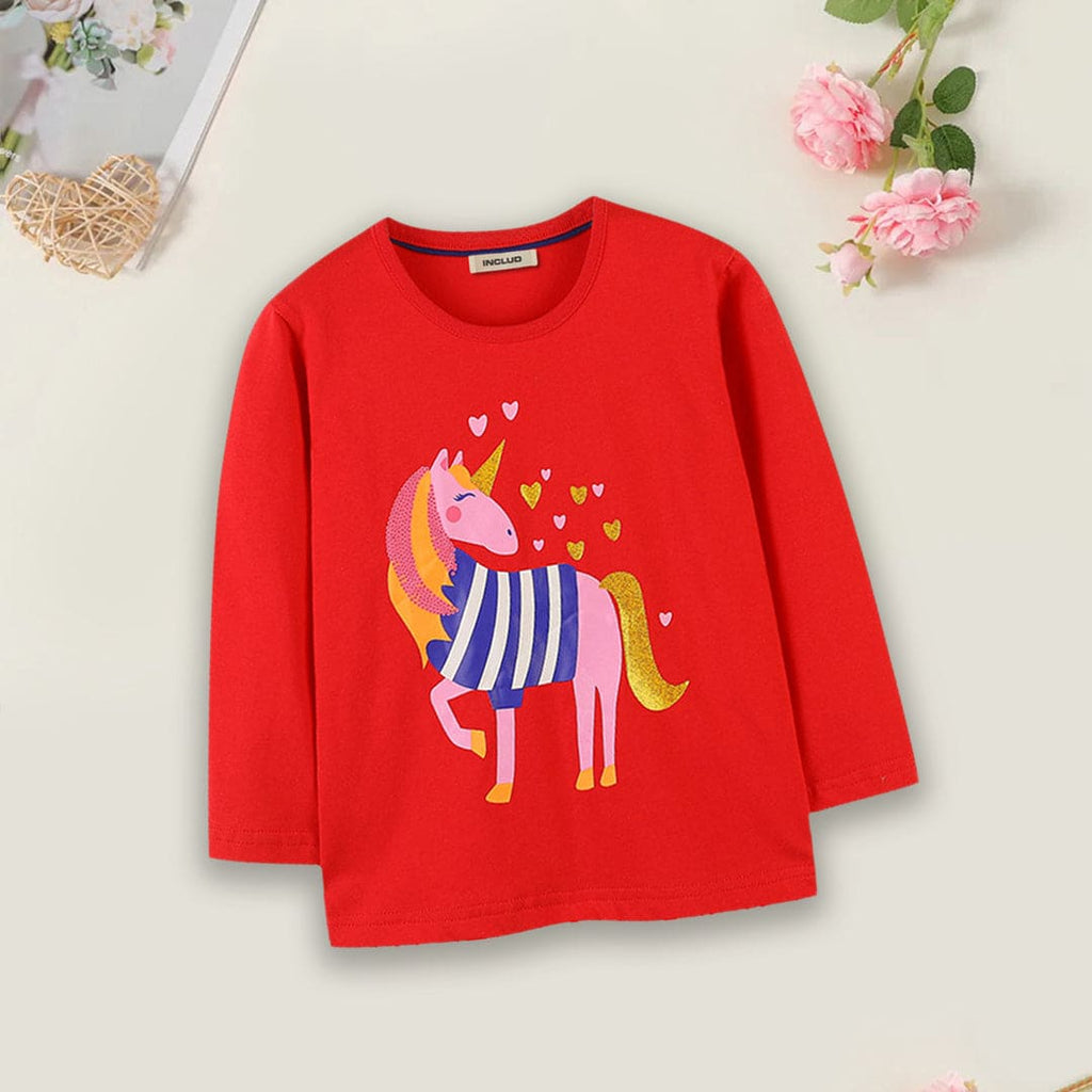 Girls Unicorn Print T-shirt