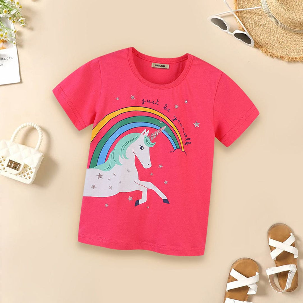 Girls Unicorn Print T-Shirt