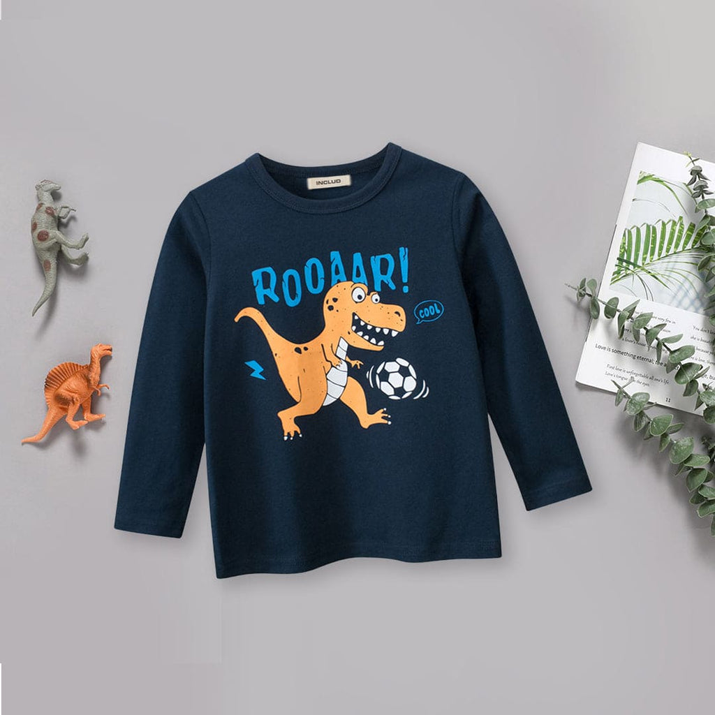 Boys Long Sleeve Dinosaur Print T-Shirts