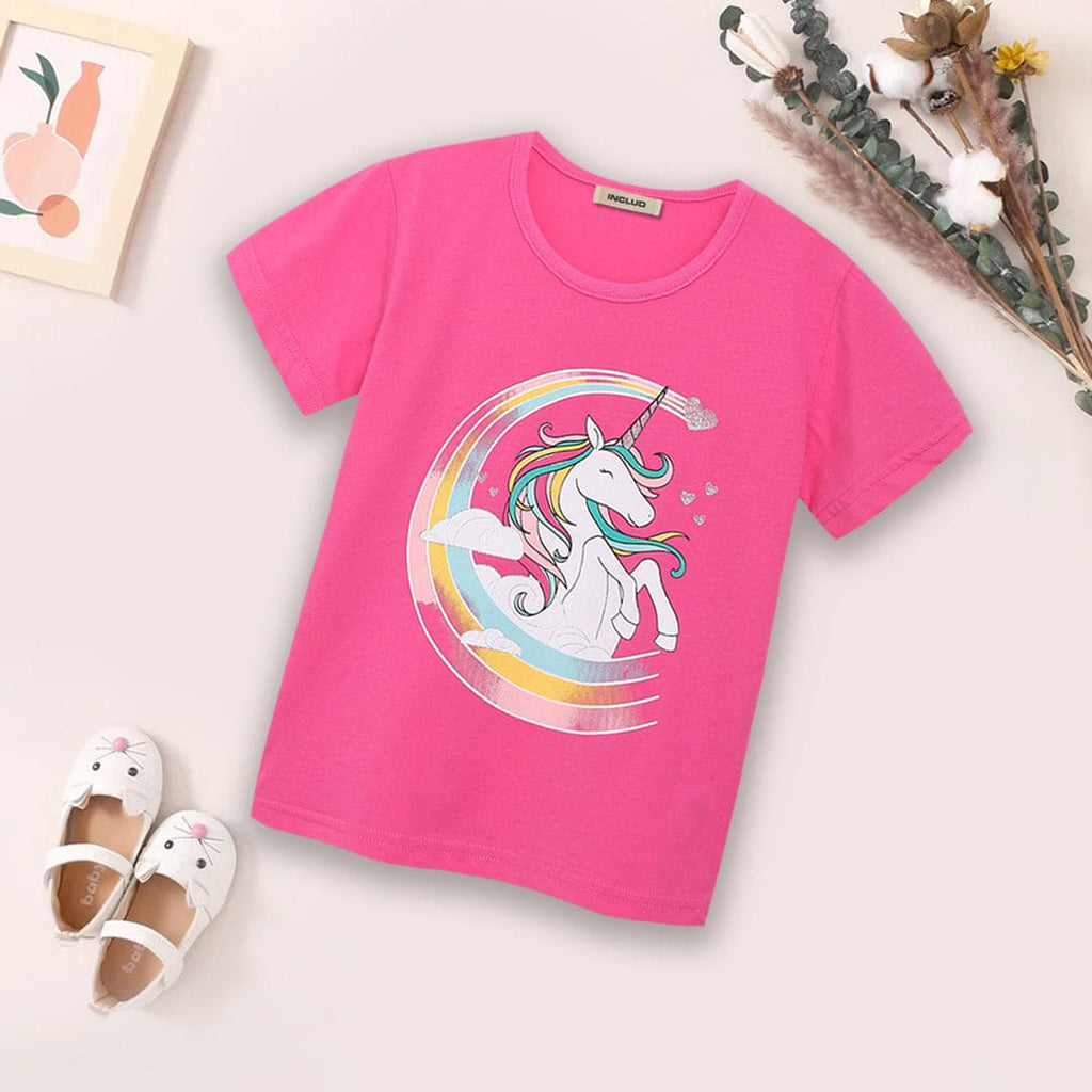 Girls Unicorn Print T-shirt