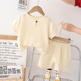 Boys Off-White Top With Elasticated Shorts