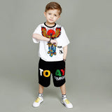 Boys White Graphic T-Shirt With Graphic Shorts