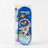 Boys Blue Space Astronaut Pencil Box With Keychain