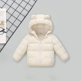 Boys Apricot Solid Front Zipper Hooded Puffer Jacket