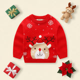 Boys Red Sweater With Cute Reindeer and Snowflake Design