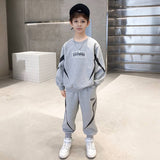 Boys Grey Typographic Printed Winter Sweatshirt With Jogger Set