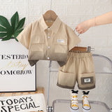 Boys Dark Brown Ombre Dyed Short Sleeve Shirt With Shorts Set