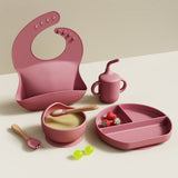 Baby Pink 6-Piece Silicone Feeding Set