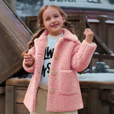 Girls Light Pink Spread Collar Tailored Jacket