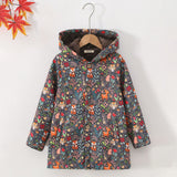 Girls Grey Jungle Print Hooded Jacket