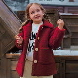 Girls Maroon Spread Collar Tailored Jacket
