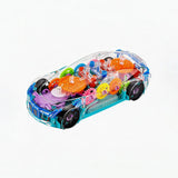 Kids 3D Transparent Gear Concept Car Toy with Lights