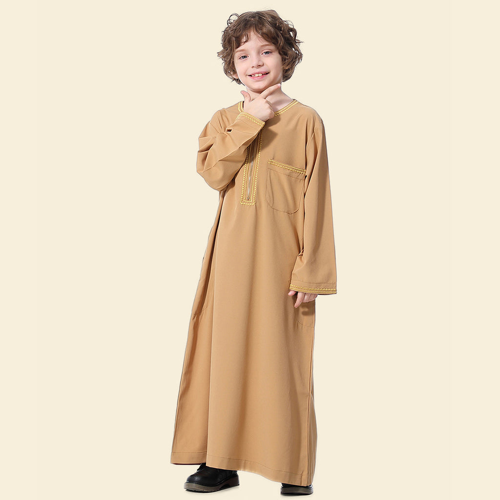 Boys Embroidered A-line Robe