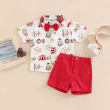 Boys Printed Short Sleeve Shirt With Shorts Set