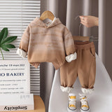 Boys Brown Ombre Printed Hoodie With Jogger Sets