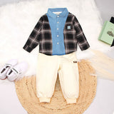 Boys Black Checked Shirt & Trousers Set
