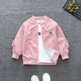 Girls Pink Cartoon Embroidered Trendy Jacket