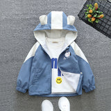 Boys Blue Printed Winter Wear Full Sleeves Fleece Lined Jacket