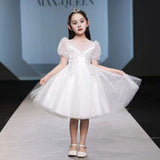 Girls White Sweetheart Neck Princess Partywear Dress