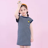 Girls Striped Sleeveless T-Shirt Dress