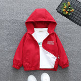 Boys Red Printed Fashion Jacket With Back Big Pockets