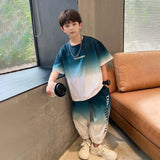 Boys Green Typographic Print Short Sleeves T-Shirt With Jogger Co-ord Sets
