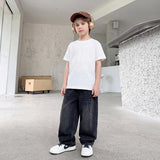 Boys Black Typographic Print Baggy Fit Denim Jeans