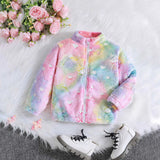 Girls Multicolor Self-Design Tie-Dye Pattern Hooded Zipper Jacket