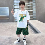 Boys Black Graphics Oversized T-Shirt With Shorts Set c02cfe28-1f12-42f5-955d-15853ad8d564