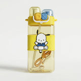 Cute Kids Yellow Dual Spout Water Bottle with Straw, Leakproof Lid & Adjustable Strap
