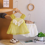 Girls Yellow Checked Sleeveless Top With Bloomer-style Shorts Sets