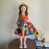 Girls Multicolour Patchwork Sleeveless Fit & Flare Dress