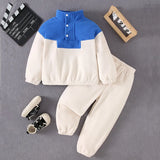 Boys Off White Solid Sweatshirt With Jogger Sets
