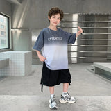 Boys Purple Ombre Print T-Shirt With Shorts Sets 81bbbecb-69dc-4145-b158-627d1610b986