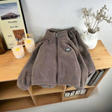 Girls Brown Fleece Zip-up Jacket With Jogger Co-ord Sets
