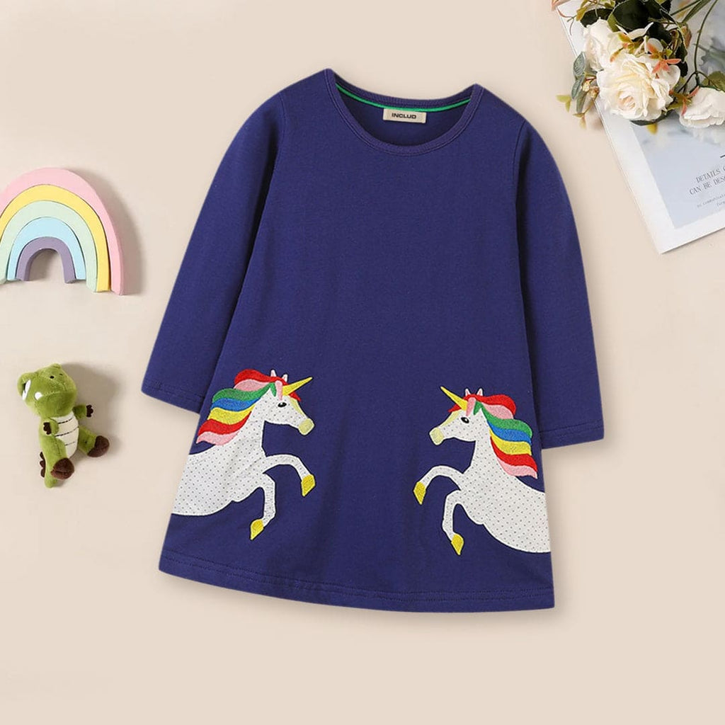 Girls Unicorn Patch T-shirt Dress