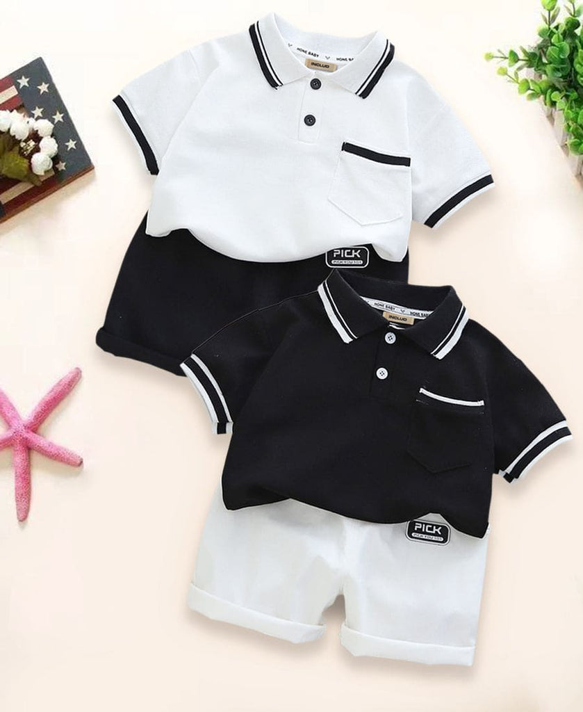 Boys Polo Neck T-shirt with Shorts Set (Pack of 2)