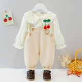 Girls Printed Top with Dungaree Set