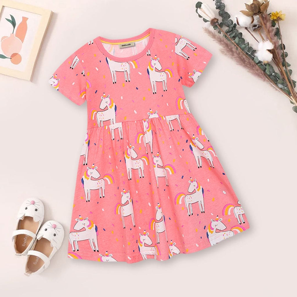 Girls Unicorn Print Casual Dress