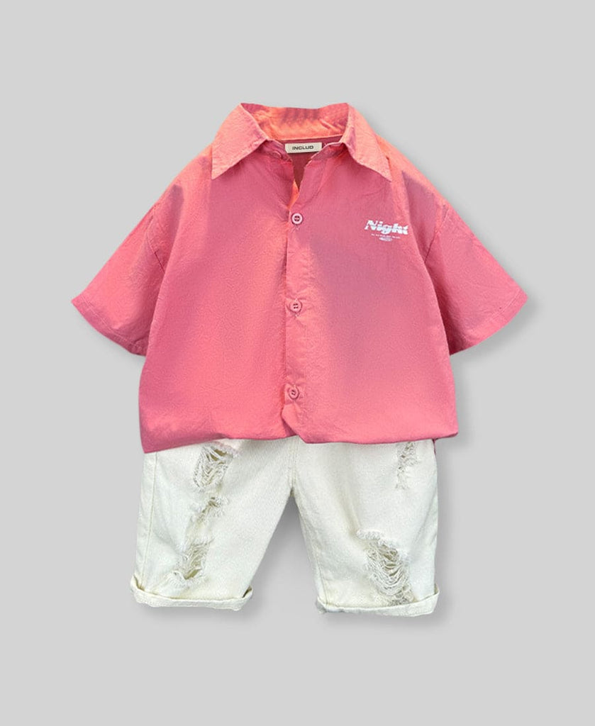 Boys Shirt with Distressed Bermuda Set