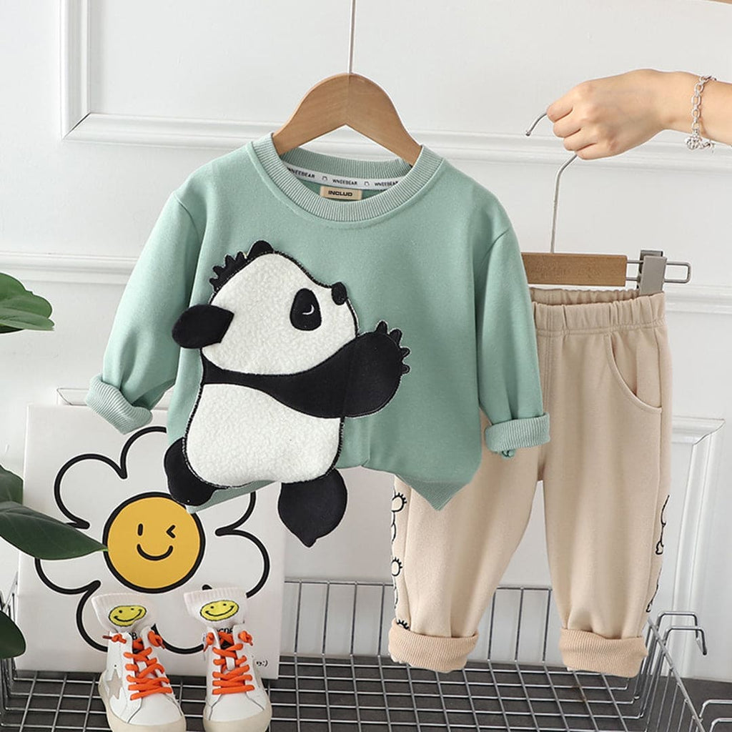 Boys Panda Patch Sweatshirt with Trouser Set