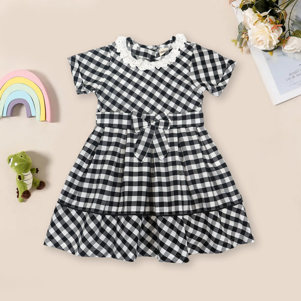 Girls Gingham Check Casual Dress