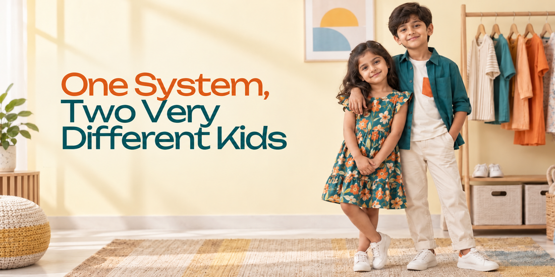 The Includ Approach to Dressing Siblings of Different Ages, One Wardrobe Logic