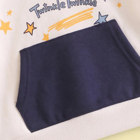 Girls Blue Star Print Typographic Sweatshirt & Pants Sets Sets