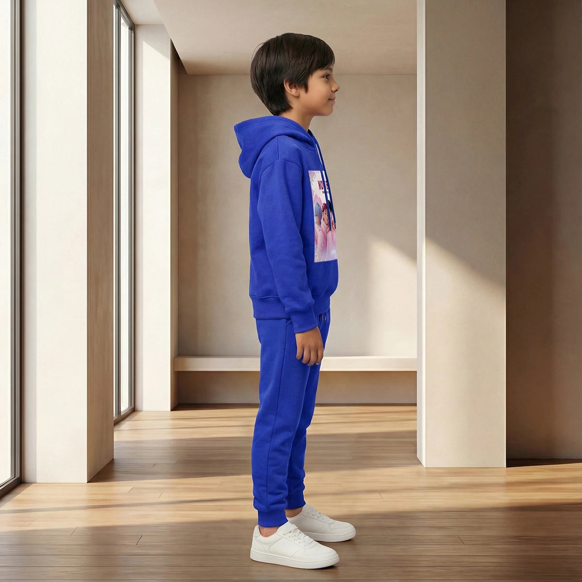 Boys Dark Blue Nova Beat Graphics Hoodie With Jogger Co-ord Sets Sets
