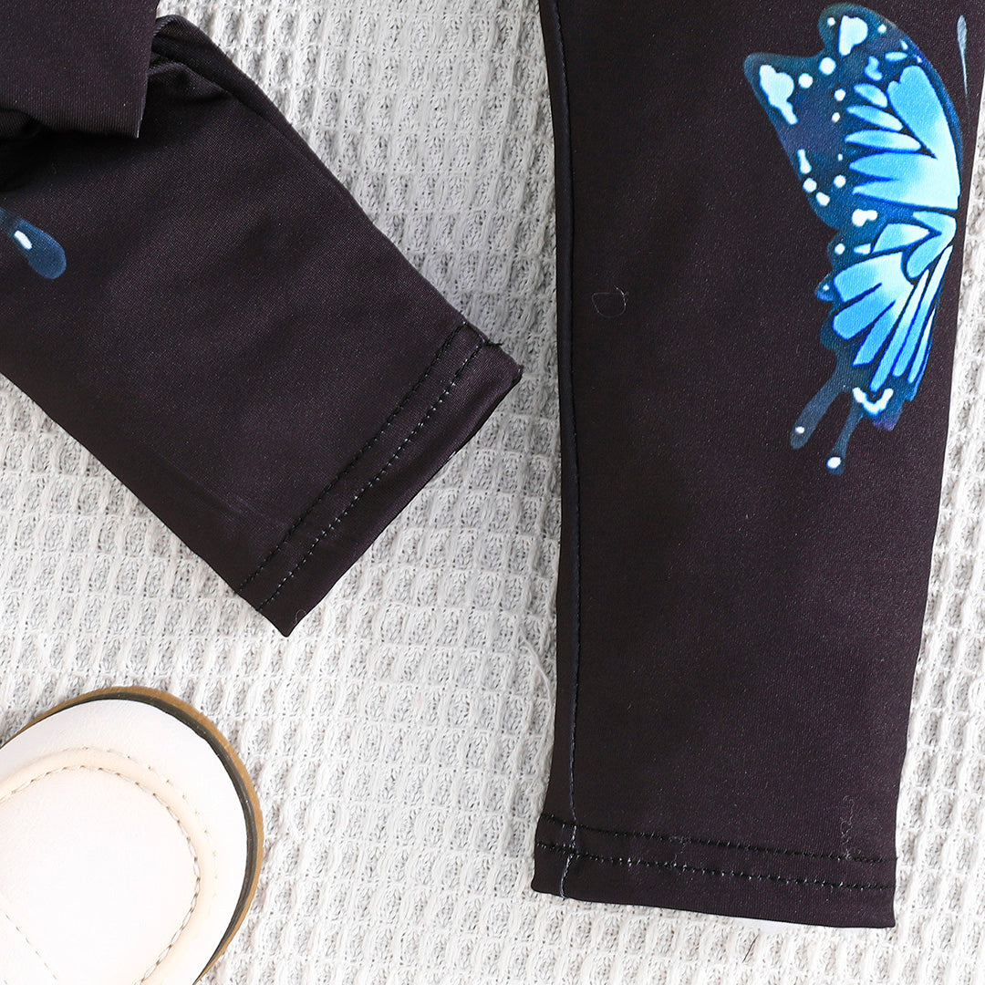 Girls Black Butterfly Print Leggings Multipack Set - Pack of 3 Leggings & Tights