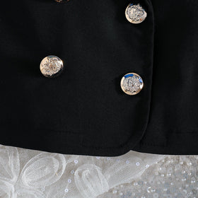 Girls Black Rose Embellished Sleeveless Fit & Flare Dress With Shrug Casual Dresses