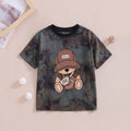 Boys Black Bear Print Short Sleeve T-Shirt Tshirts Black 3-4 Y