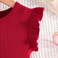 Girls Red Floral Print Flared Sleeve Fit & Flare Dress Casual Dresses