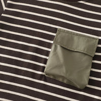 Boys Dark Brown Striped T-Shirt With Pocket & Denim Shorts Sets Sets